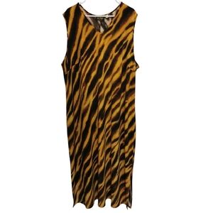 Bob Mackie Wearable Art Tiger Print Sleeveless Maxi Dress - Sz 3X